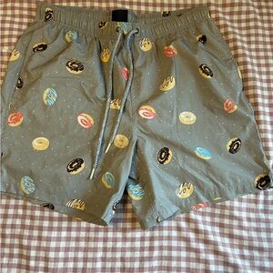 Rainforest Gray Swim Trunks with Donut Design